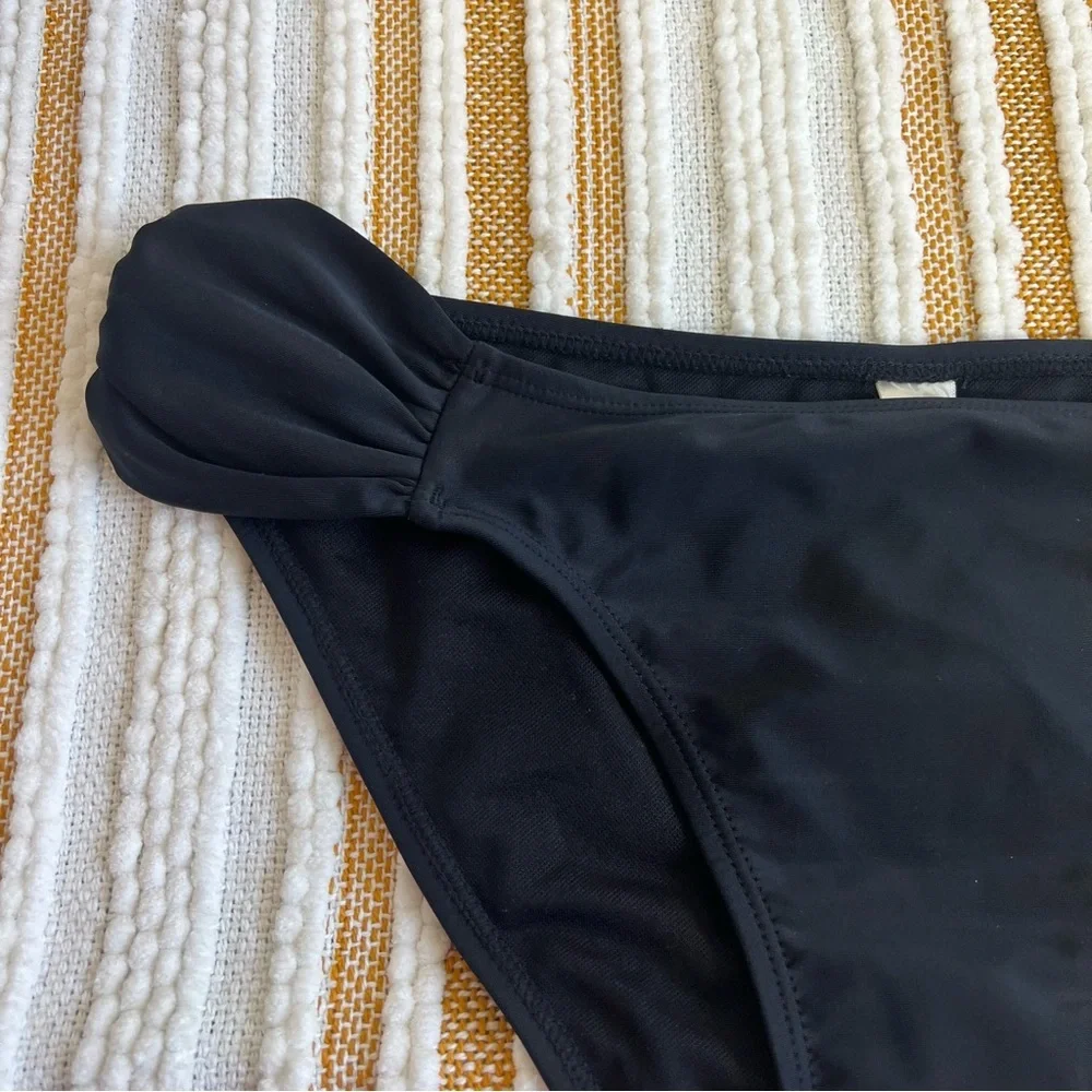 NWT Bikini Bottom‎ Low Waisted Sexy Swimsuit Ruched Sides Hipster Swim Bottom L